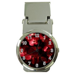 Red Flowers Bouquet In Black Background Photography Money Clip With Watch by dflcprints