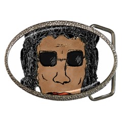 Cool Rock Star Man Drawing Belt Buckle (oval) by dflcprints