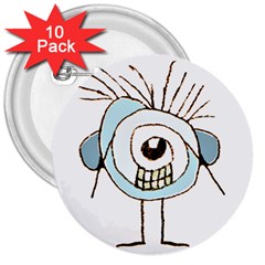 Cute Weird Caricature Illustration 3  Button (10 Pack) by dflcprints