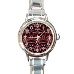 Tribal Ornate Geometric Pattern Round Italian Charm Watch by dflcprints