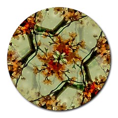 Floral Motif Print Pattern Collage 8  Mouse Pad (round) by dflcprints