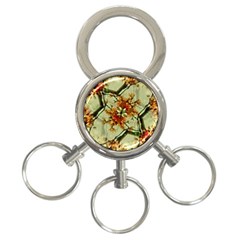 Floral Motif Print Pattern Collage 3-ring Key Chain by dflcprints