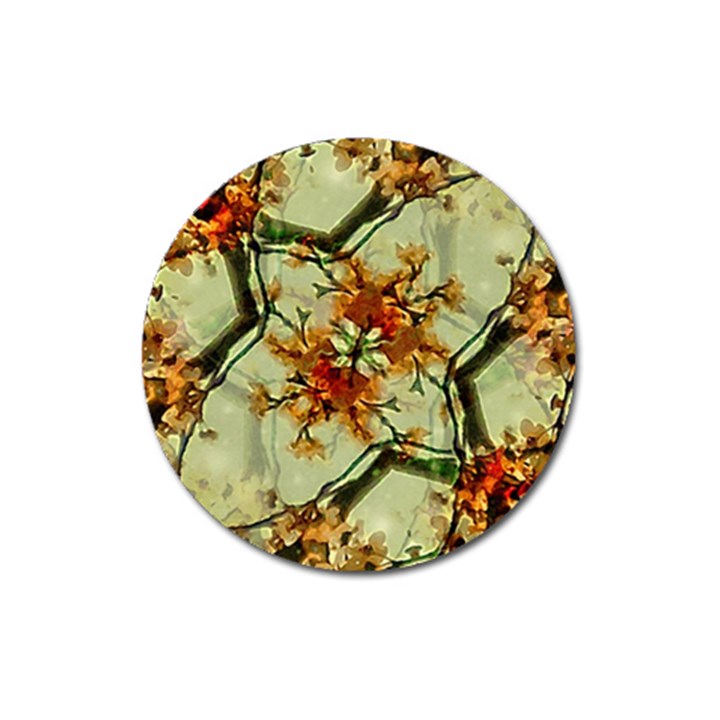 Floral Motif Print Pattern Collage Magnet 3  (Round)