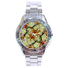 Floral Motif Print Pattern Collage Stainless Steel Watch by dflcprints