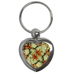 Floral Motif Print Pattern Collage Key Chain (heart) by dflcprints