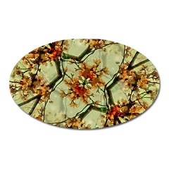 Floral Motif Print Pattern Collage Magnet (oval) by dflcprints