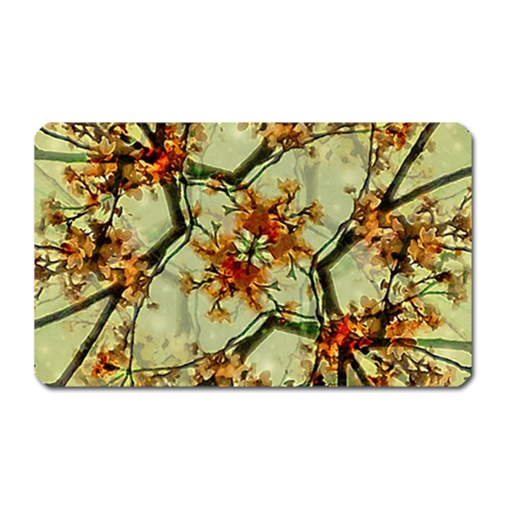 Floral Motif Print Pattern Collage Magnet (Rectangular)