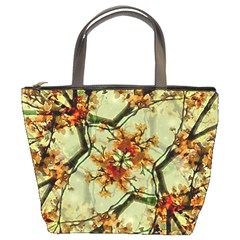 Floral Motif Print Pattern Collage Bucket Handbag by dflcprints