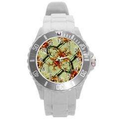 Floral Motif Print Pattern Collage Plastic Sport Watch (large) by dflcprints