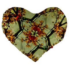 Floral Motif Print Pattern Collage 19  Premium Flano Heart Shape Cushion by dflcprints