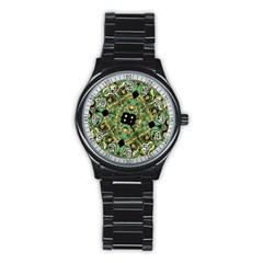 Luxury Abstract Golden Grunge Art Sport Metal Watch (black) by dflcprints