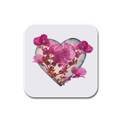 Heart Shaped With Flowers Digital Collage Drink Coasters 4 Pack (square) by dflcprints