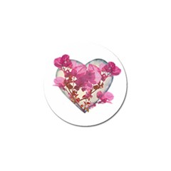 Heart Shaped With Flowers Digital Collage Golf Ball Marker by dflcprints