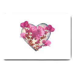 Heart Shaped With Flowers Digital Collage Large Door Mat by dflcprints