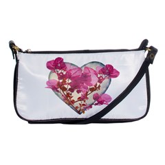 Heart Shaped With Flowers Digital Collage Evening Bag by dflcprints