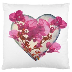 Heart Shaped With Flowers Digital Collage Large Cushion Case (single Sided)  by dflcprints