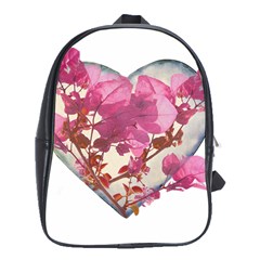 Heart Shaped With Flowers Digital Collage School Bag (xl) by dflcprints