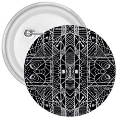 Black And White Tribal Geometric Pattern Print 3  Button