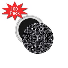 Black And White Tribal Geometric Pattern Print 1 75  Button Magnet (100 Pack) by dflcprints