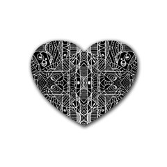 Black And White Tribal Geometric Pattern Print Drink Coasters (heart) by dflcprints