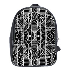 Black And White Tribal Geometric Pattern Print School Bag (xl) by dflcprints