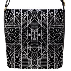 Black And White Tribal Geometric Pattern Print Flap Closure Messenger Bag (small) by dflcprints