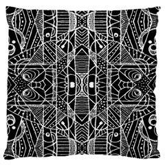 Black And White Tribal Geometric Pattern Print Large Flano Cushion Case (two Sides) by dflcprints