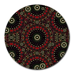 Digital Abstract Geometric Pattern In Warm Colors 8  Mouse Pad (round) by dflcprints