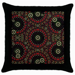 Digital Abstract Geometric Pattern In Warm Colors Black Throw Pillow Case by dflcprints