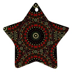 Digital Abstract Geometric Pattern In Warm Colors Star Ornament (two Sides) by dflcprints