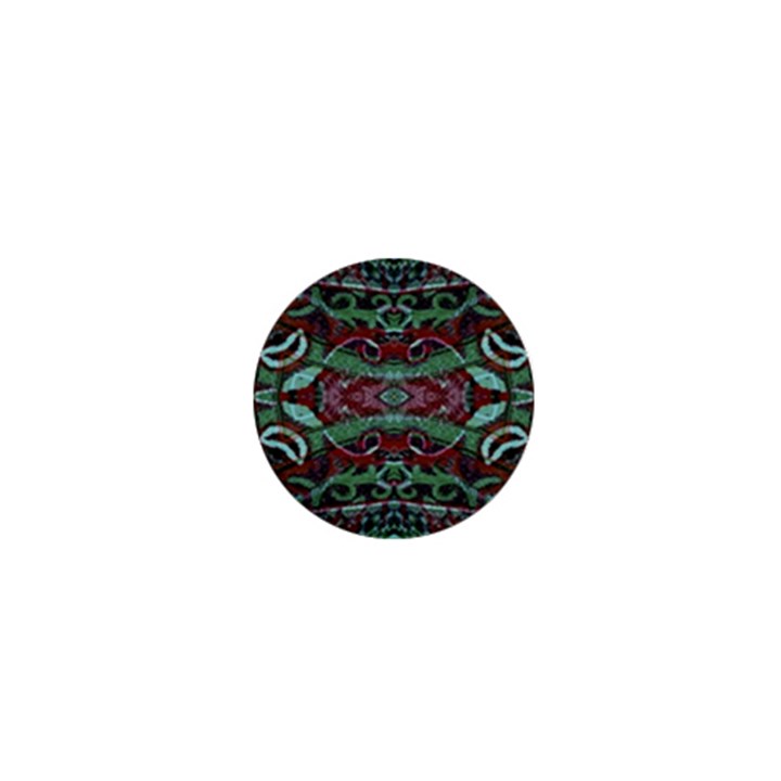 Tribal Ornament Pattern in Red and Green Colors 1  Mini Button