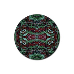 Tribal Ornament Pattern In Red And Green Colors Drink Coaster (round) by dflcprints