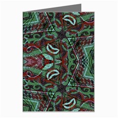 Tribal Ornament Pattern In Red And Green Colors Greeting Card by dflcprints