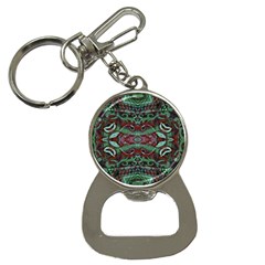 Tribal Ornament Pattern In Red And Green Colors Bottle Opener Key Chain by dflcprints