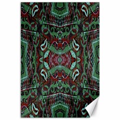 Tribal Ornament Pattern In Red And Green Colors Canvas 12  X 18  (unframed) by dflcprints