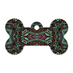 Tribal Ornament Pattern In Red And Green Colors Dog Tag Bone (two Sided) by dflcprints