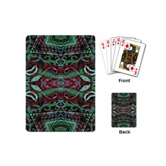 Tribal Ornament Pattern In Red And Green Colors Playing Cards (mini) by dflcprints