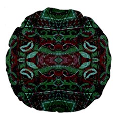 Tribal Ornament Pattern In Red And Green Colors 18  Premium Flano Round Cushion  by dflcprints