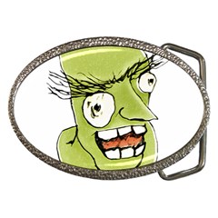 Mad Monster Man With Evil Expression Belt Buckle (oval) by dflcprints