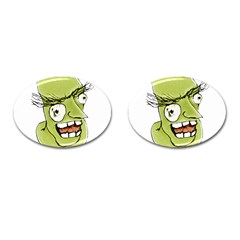 Mad Monster Man With Evil Expression Cufflinks (oval) by dflcprints