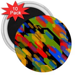 Colorful Shapes On A Black Background 3  Magnet (10 Pack)