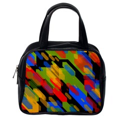 Colorful Shapes On A Black Background Classic Handbag (one Side) by LalyLauraFLM