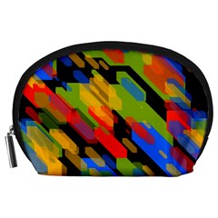 Colorful Shapes On A Black Background Accessory Pouch (large)