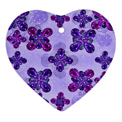 Deluxe Ornate Pattern Design In Blue And Fuchsia Colors Heart Ornament by dflcprints