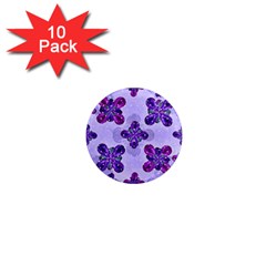 Deluxe Ornate Pattern Design In Blue And Fuchsia Colors 1  Mini Button Magnet (10 Pack) by dflcprints