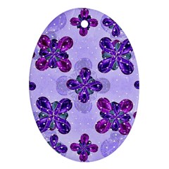Deluxe Ornate Pattern Design In Blue And Fuchsia Colors Oval Ornament (two Sides) by dflcprints