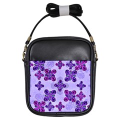 Deluxe Ornate Pattern Design In Blue And Fuchsia Colors Girl s Sling Bag by dflcprints