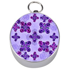 Deluxe Ornate Pattern Design In Blue And Fuchsia Colors Silver Compass by dflcprints
