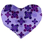 Deluxe Ornate Pattern Design in Blue and Fuchsia Colors 19  Premium Flano Heart Shape Cushion Back