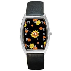 Floral Print Modern Style Pattern  Tonneau Leather Watch by dflcprints